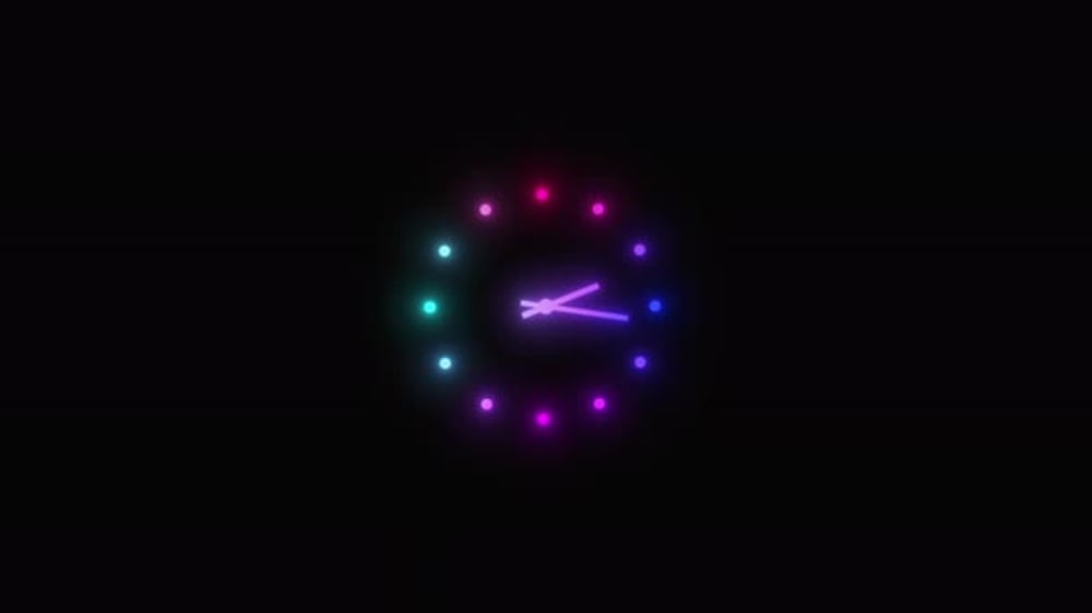 Animated Neon Clock Face with Glowing Ticking Hands, Lower Thirds ...