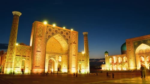 Timelapse Registan Square On Sunset