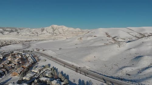 A drone pan over a Denver suburb.
