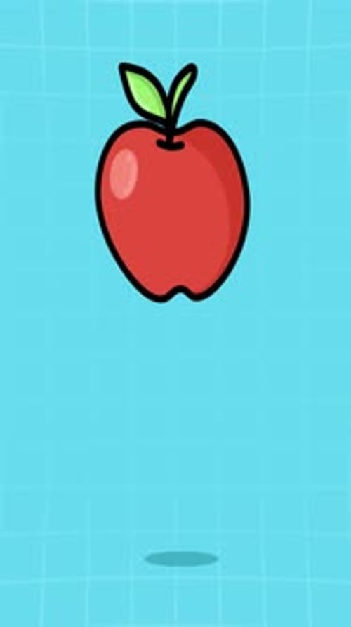 Bouncing Red Apple Flat Design Animation