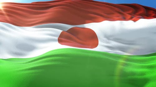 Waving Niger Flag Loop Animation Against Blue Sky