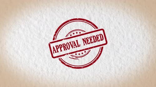 Grunge Style Hand Stamping Approval Needed Text Reveal