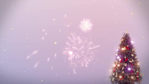 Christmas Tree and Snow Fall Loop 4K