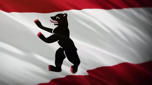 Waving Berlin Flag with Bear Emblem Animation