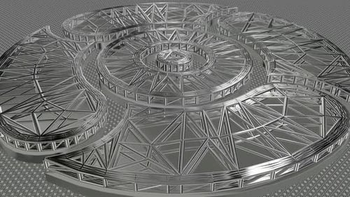 Abstract 3D Metallic Geometric Structure Rotating