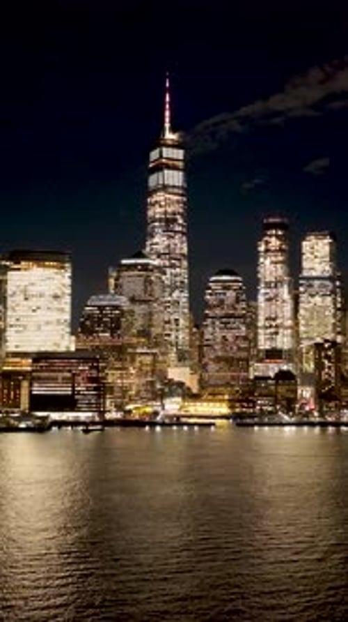 Night Skyline of New York Skyline At Manhattan In New York United States.