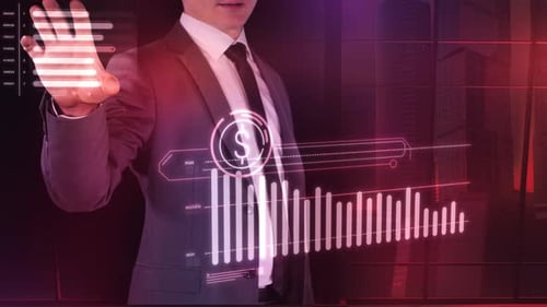 The Trader Monitors The Fall Of Dollar Quotes On A Virtual Panel