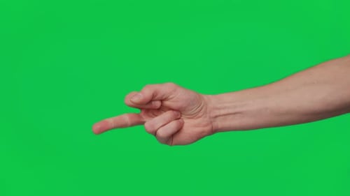 Man's Hand Shows Gestures and Signs of Success on a Chroma Key Green Screen Background Thumb Up