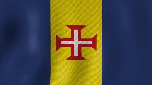 Waving Flag of Madeira Island Seamless Loop