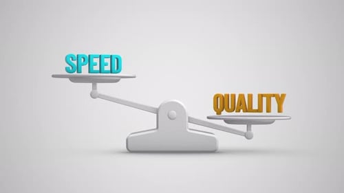 Speed vs Quality balance scale looping animation