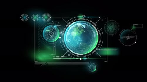 Futuristic HUD Global Interface with Earth Scan