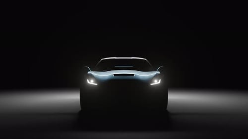 3D Rendered Super car Cinematic Camera angle view in dark background