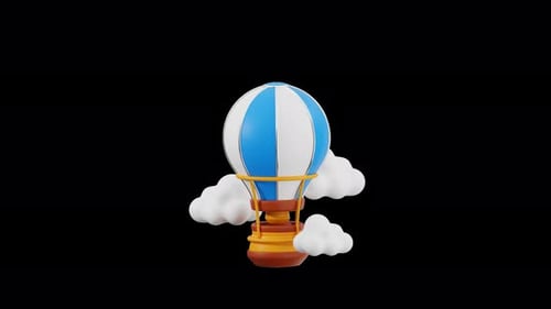4K 3D Hot Air balloon Icon