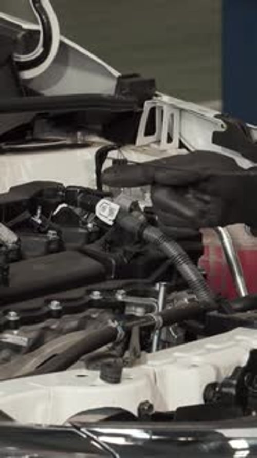 Dedicated Mechanic Inspecting Oil Level with Precision in a Modern Garage