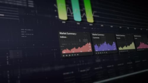Futuristic Financial Data Display and Market Analysis Dashboard
