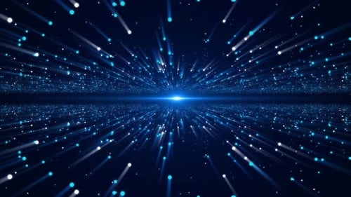 Abstract Blue and White Particle Stream Loop Background