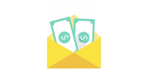 Flat Design Money Payment in Envelope Animation
