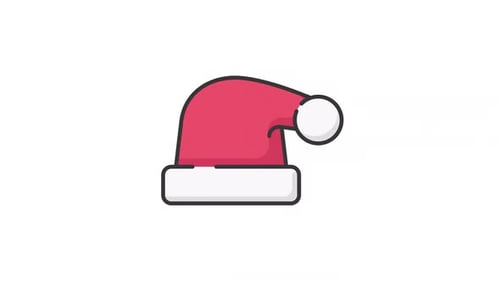 Christmas Santa Hat Minimalist Flat Design Illustration