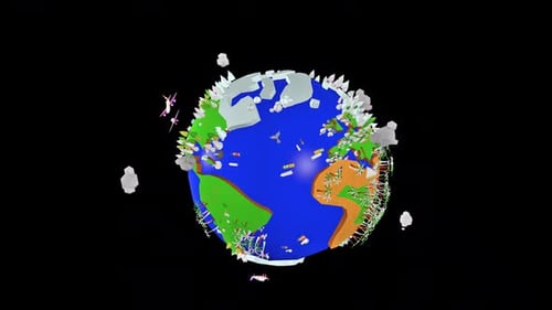 Animated Low Poly Earth with Global Transport
