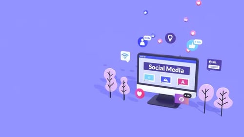 Animated Social Media Growth on Desktop Computer Screen