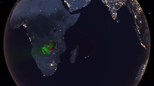 Zoom to Zambia with Waving Flag Animation on Earth
