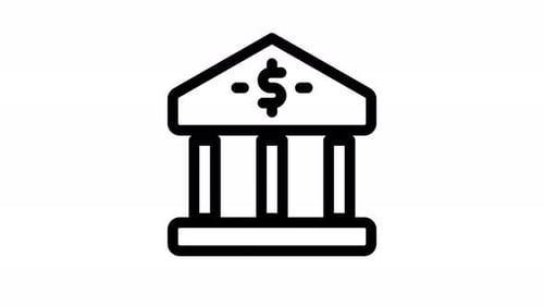 Minimalist Animated Bank Icon with Dollar Sign