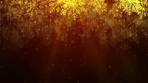 Festive Golden Snowflakes Falling Holiday Background Loop