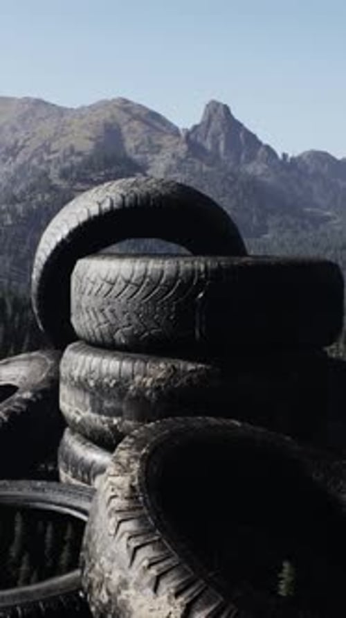Abandoned Car Tires in Mountains