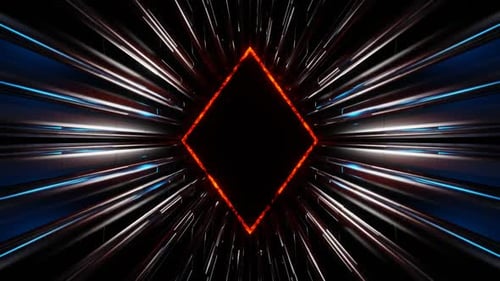 Llama naranja con fondo de túnel de rombos azules Vj Loop en HD