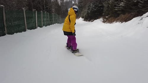 Girl snowboarder
