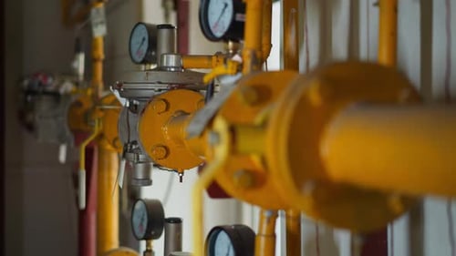 Industrial Pipes and Pressure Gauges