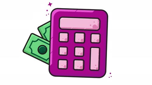 Flat Design Calculator with Money Icon Animation