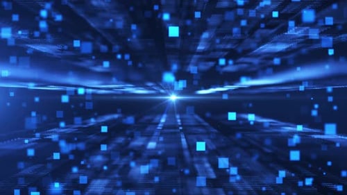 Futuristic Blue Digital Data Grid Background Loop