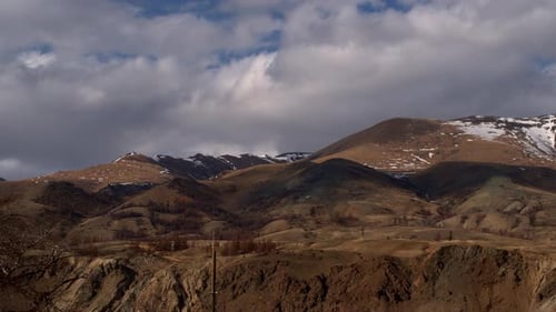Spring Landscape of Mountains Covered with Snow Timelapse of a Mountain Landscape Clouds Move