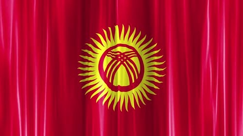Kyrgyzstan Flag Animated with Elegant Waving Curtain Effect