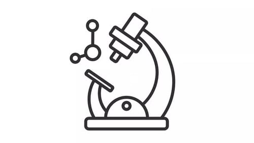 Animated Microscope and Molecules Icon for Science Research