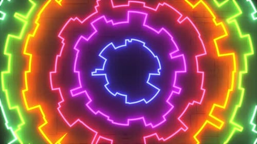 Neon Multicolored Glow Gears Rotation Loop