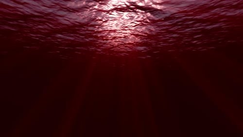 Red Ocean Underwater with Shining Light Rays
