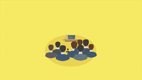 Flat Design Corporate Presentation with Speaker and Audience Animation