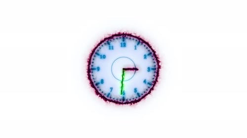 Reloj analógico brillante de cuenta regresiva con fondo blanco aislado