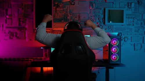 Gamer Back And Hands Up