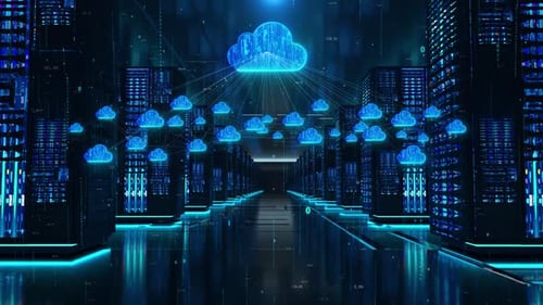 Salle de serveurs de cloud computing et traitement de données