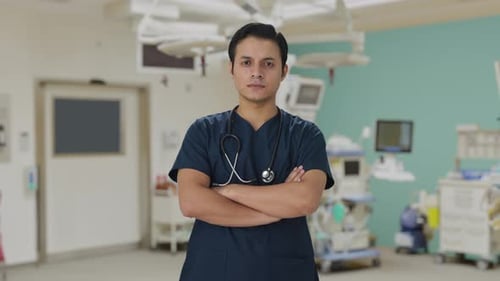 Medical Professional Posing in Hospital Operating Room