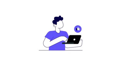 Flat Design Animation: Person Engaging with Social Media on Laptop