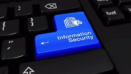 Information Security Round Motion On Computer Keyboard Button