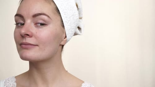 Woman With Towel Posing After Shower