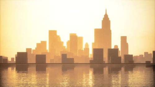 Smog Lies Over the Skyline of Historical Architecture and Modern Skyscrapers