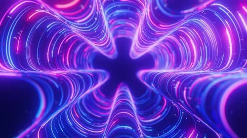 Big Data Light Speed Flow By Warped Tunnel Abstract Digital Data Stream of Quantum Computing