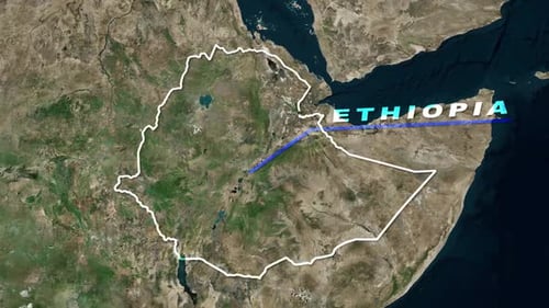 Ethiopia Map Zoom-In and Outline Animation