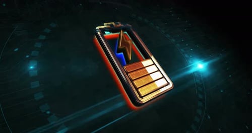 Battery energy charge symbol 3d digital concept loop